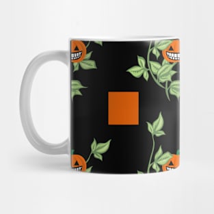 Spooky Orange Pumkin and Squares Pattern Mug